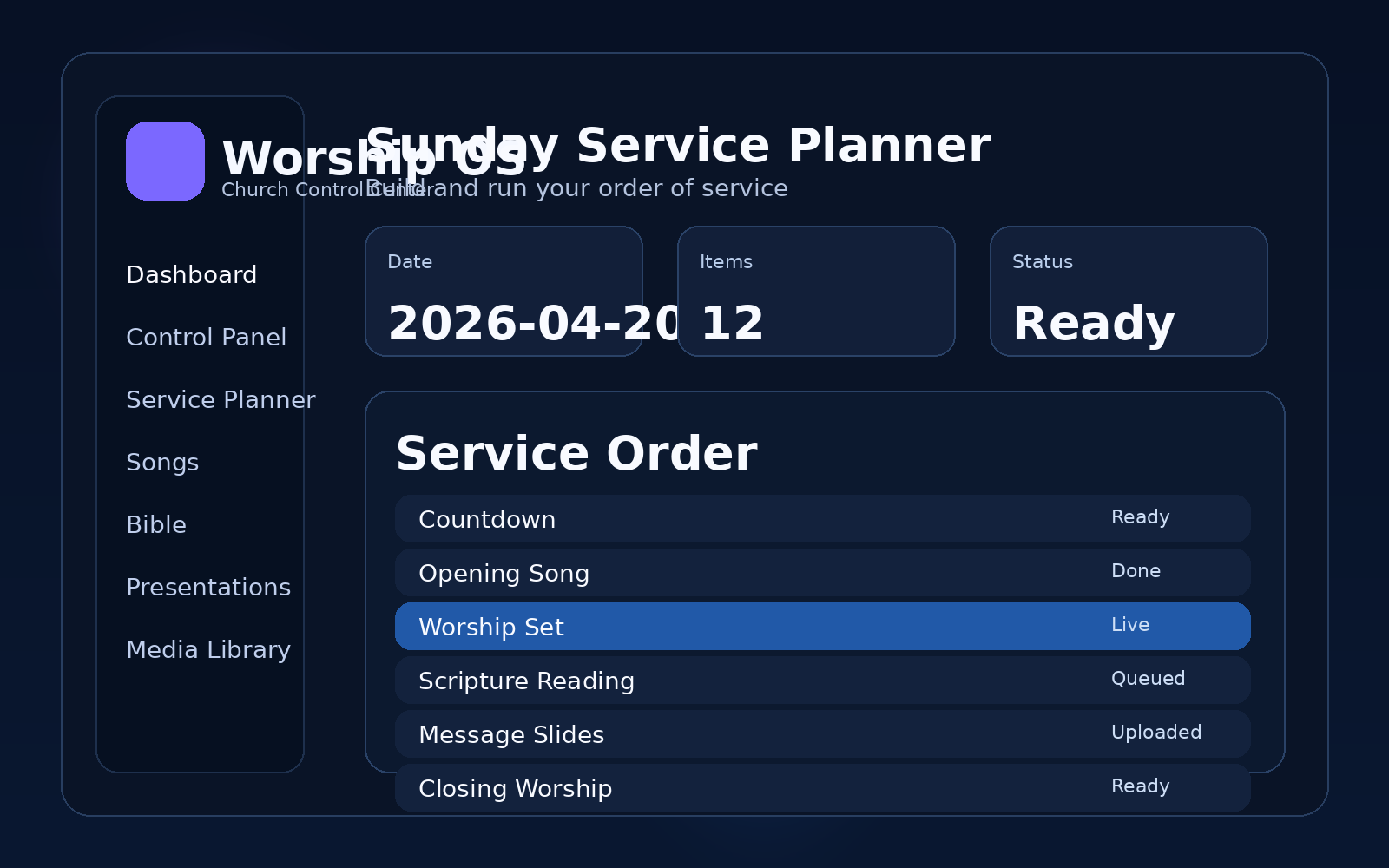Service planner screenshot